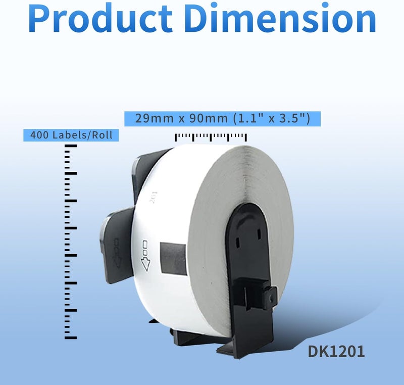 AYMSous 2 Pack DK-1201 Die-Cut Standard Address Label (1-1/7" x 3-1/2" /29mm x 90mm) with 2 Refillable Cartridges Replacement for Brother DK-1201 for QL-500 QL-560 QL-570 QL-650TD QL-710W QL-800 - Image 2